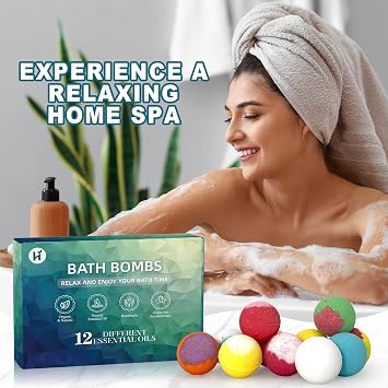 Bath Bombs Birthday Gifts for Women & Men, 12 Pack Spa Relaxing Self Care