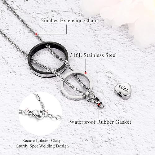Miniatura 3 de XIUDA Collar de urna de cremación para cenizas, recuerdo tallado con recuerdo eterno de acero inoxidable, joyería conmemorativa para cenizas