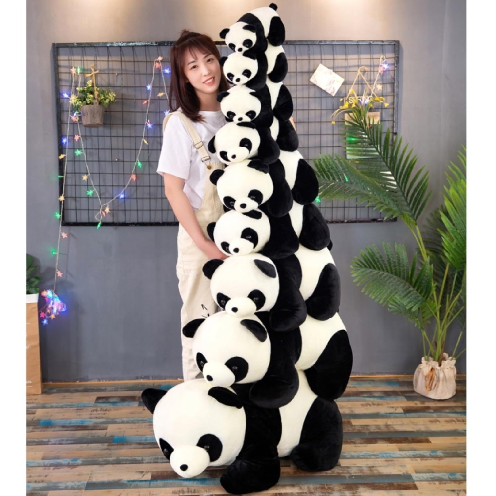 Panda-Plüschtier, realistischer schwarz-weißer Bär, Kuscheltier zum Entspannen und Wohlfühlen, weiche, Flauschige Panda-Puppe, Kinder, Sofa-Deko (60cm,Panda)
