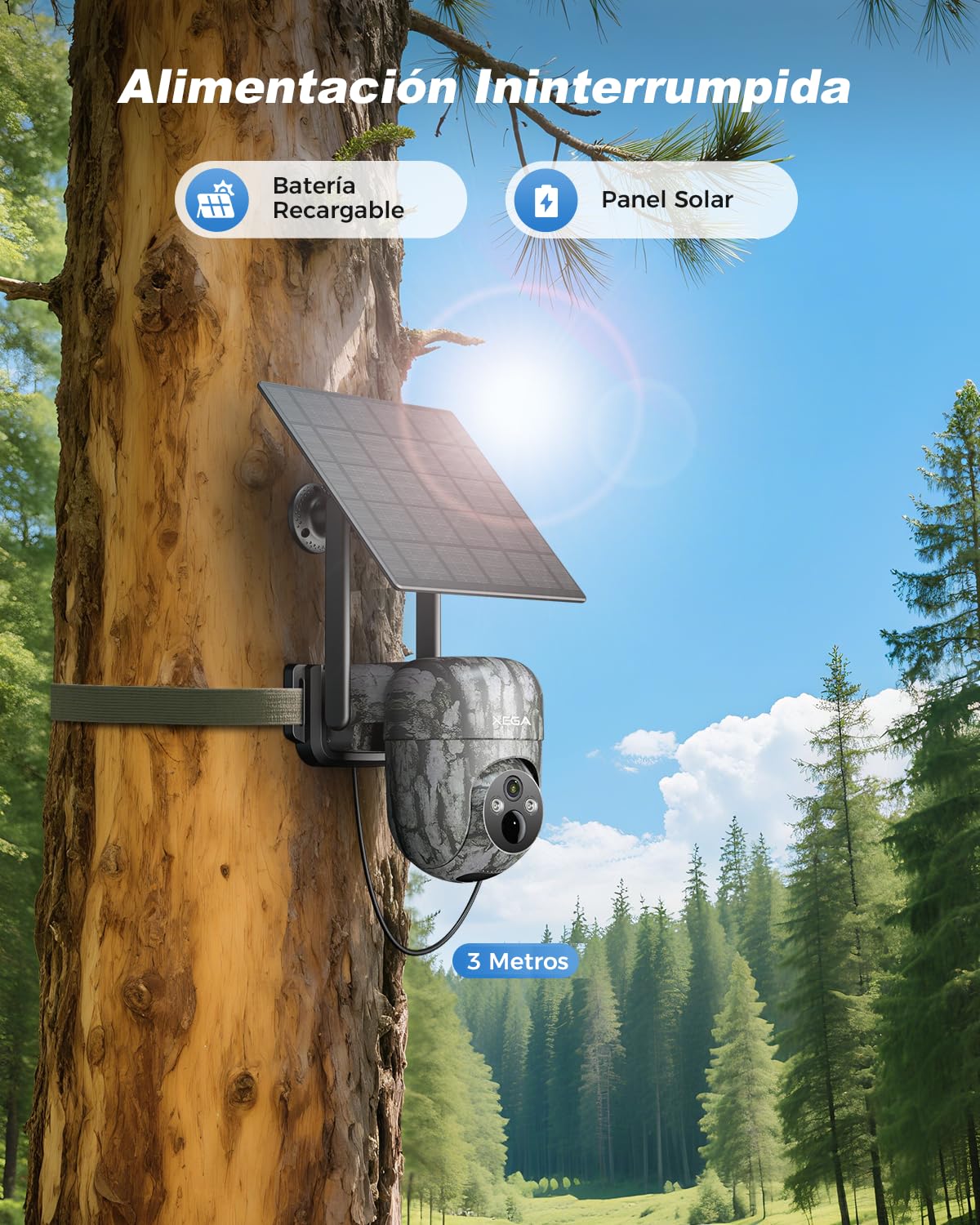 Xega 4G Solar Trail Camera 2K 3MP Exterior PTZ Night Vision No SIM WiFi