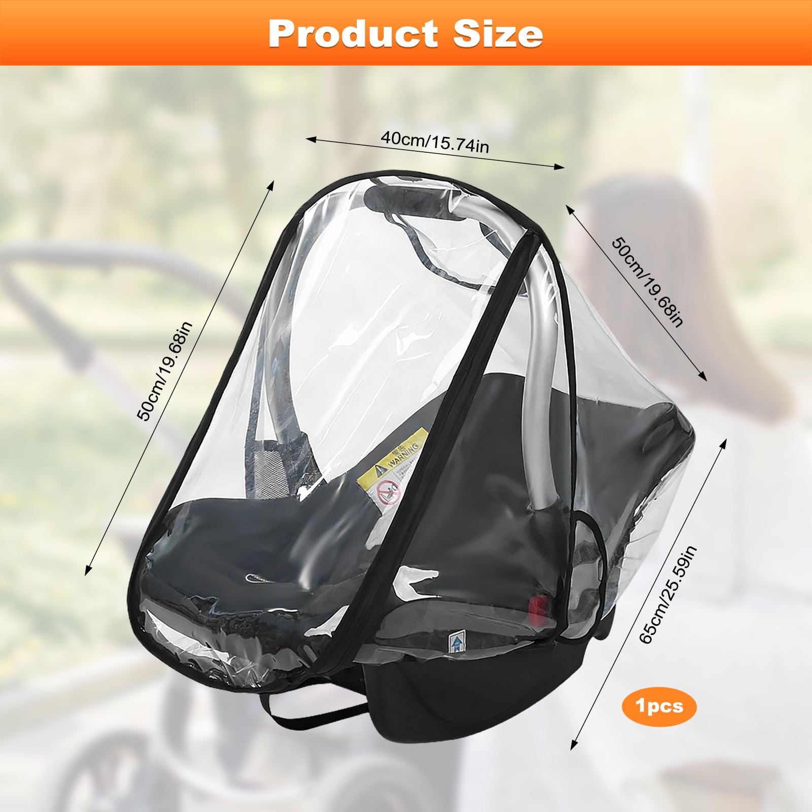 Universal Rain Cover for Pushchair Baby Travel Weather Shield Fits Most Carrycot, Stroller, Pushchair, Transparent - Image 3