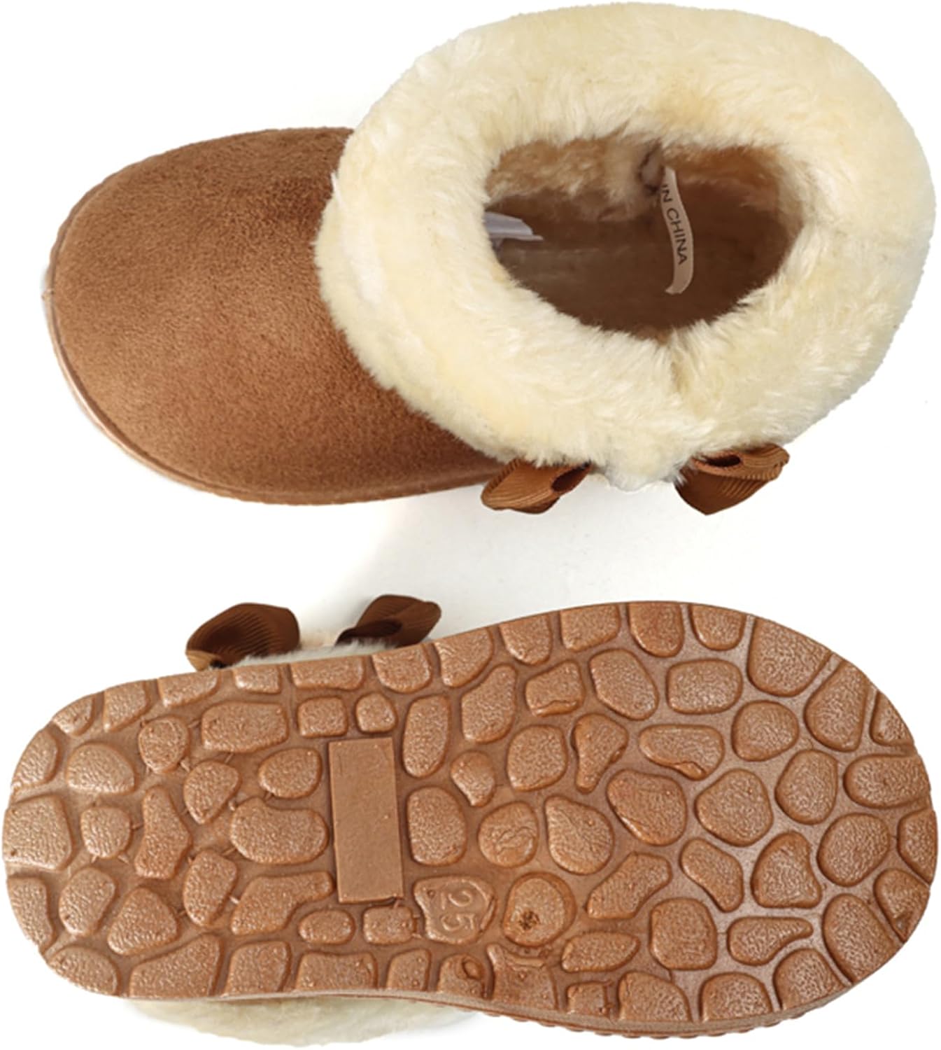WUIWUIYU Baby Girl's Toddler's Cute Bowknot Winter Ankle Boots Fur Lining Princess Warm Snow Boots