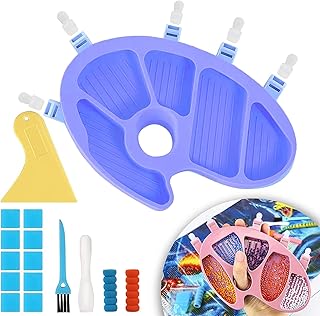 New Upgrade Palette Diamond Painting Tray Kits, 5 Section Palm Trays Diamond Painting Organizer,Diamond Painting Storage Containers for Rhinestones, Diamond Arts Accessories and DIY Art (Blue)