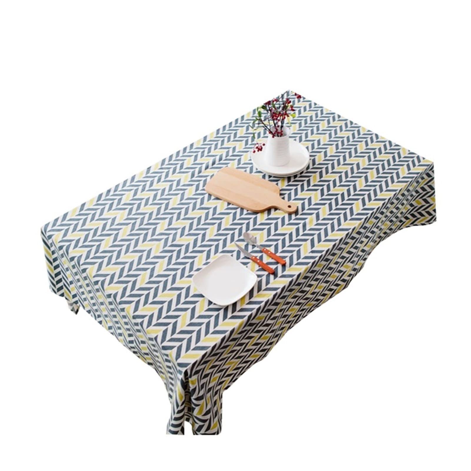 OPFdfhDFH Tablecloths, Tablecloth,Table Cloth, Cotton Linen Geometric Print Rectangular Square Cover for Buffet Restaurant Picnic Holiday Party Decoration, Yellow Gray(140X220cm)
