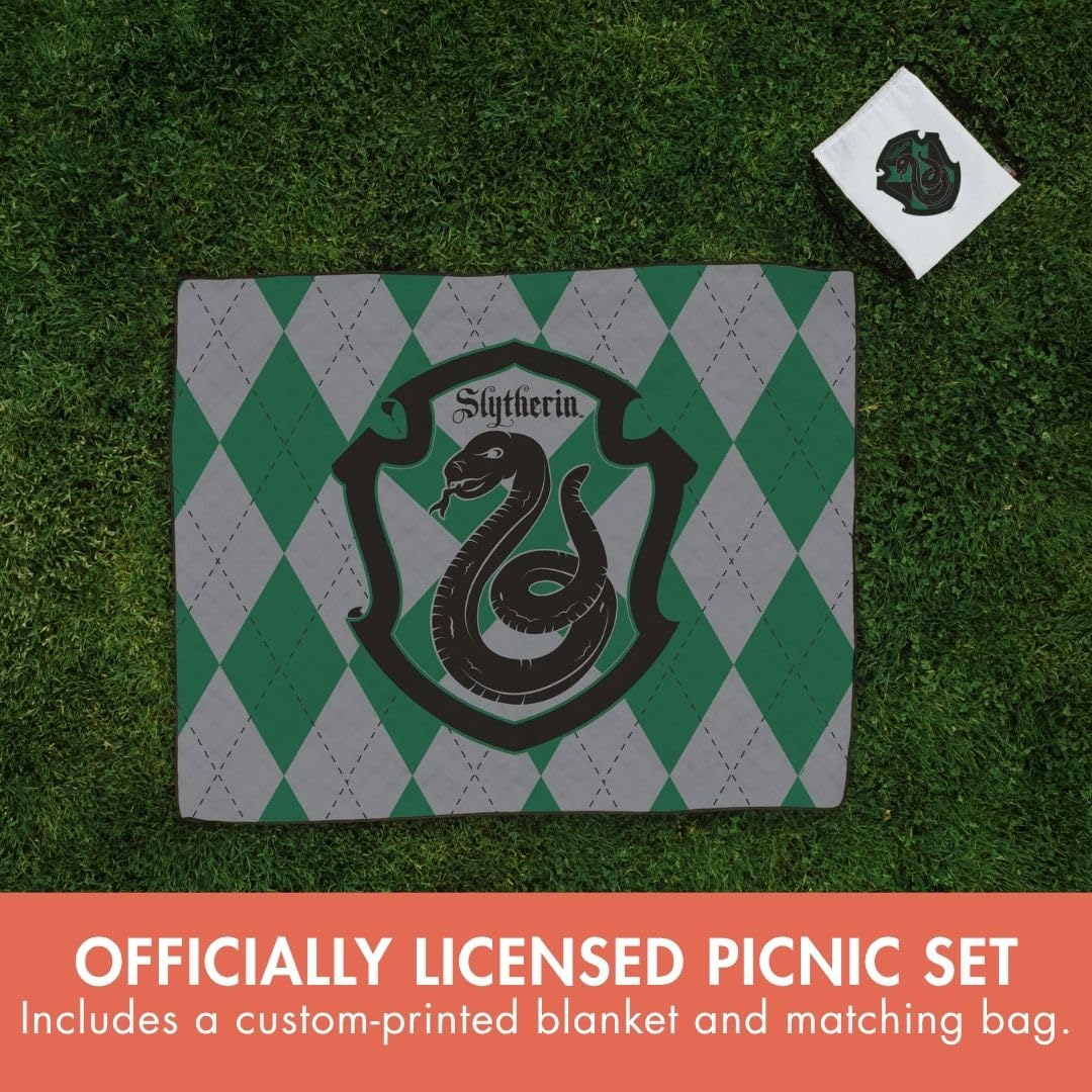 Picnic Time ONIVA – una Marca – Harry Potter Slytherin Impresa Manta de Picnic Manta de Playa Ligera Lavable a máquina (Negro)