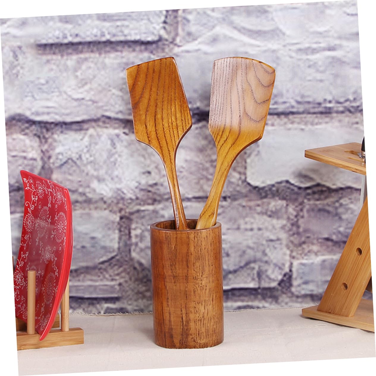 PRETYZOOM 2 Series Aparato De Cocina De Madera Sartén Cacerola Pala Antiadherente Pala De Comida Gadget De Cocina Accesorios De Cocina Light Brown 2 Piezas*2