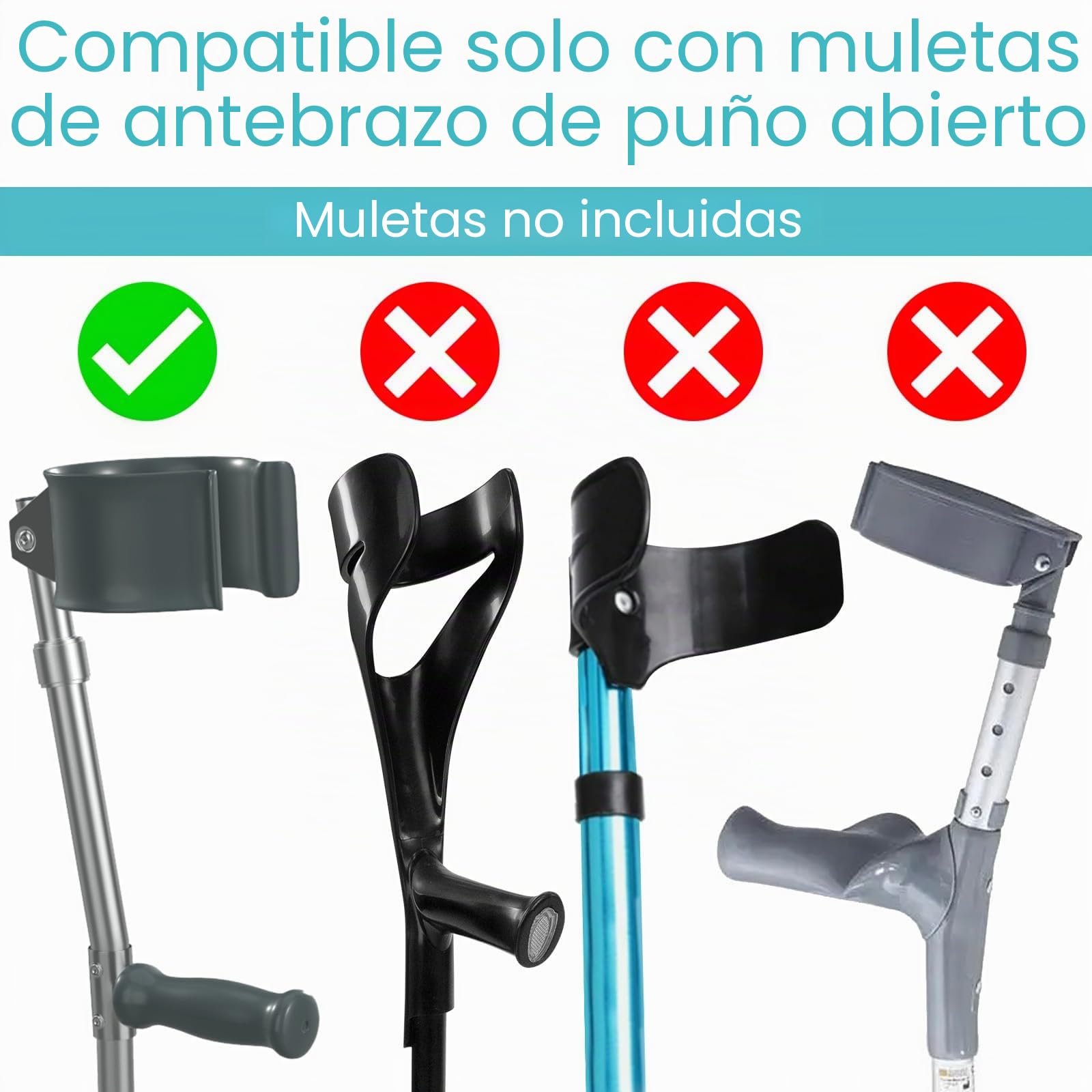 Vive Almohadillas para muletas de antebrazo (para muletas de medio puño) – acolchado de cubierta de brazo | Accesorio: cómodo, transpirable, lavable a máquina. Comprueba la compatibilidad para garantizar un ajuste correcto