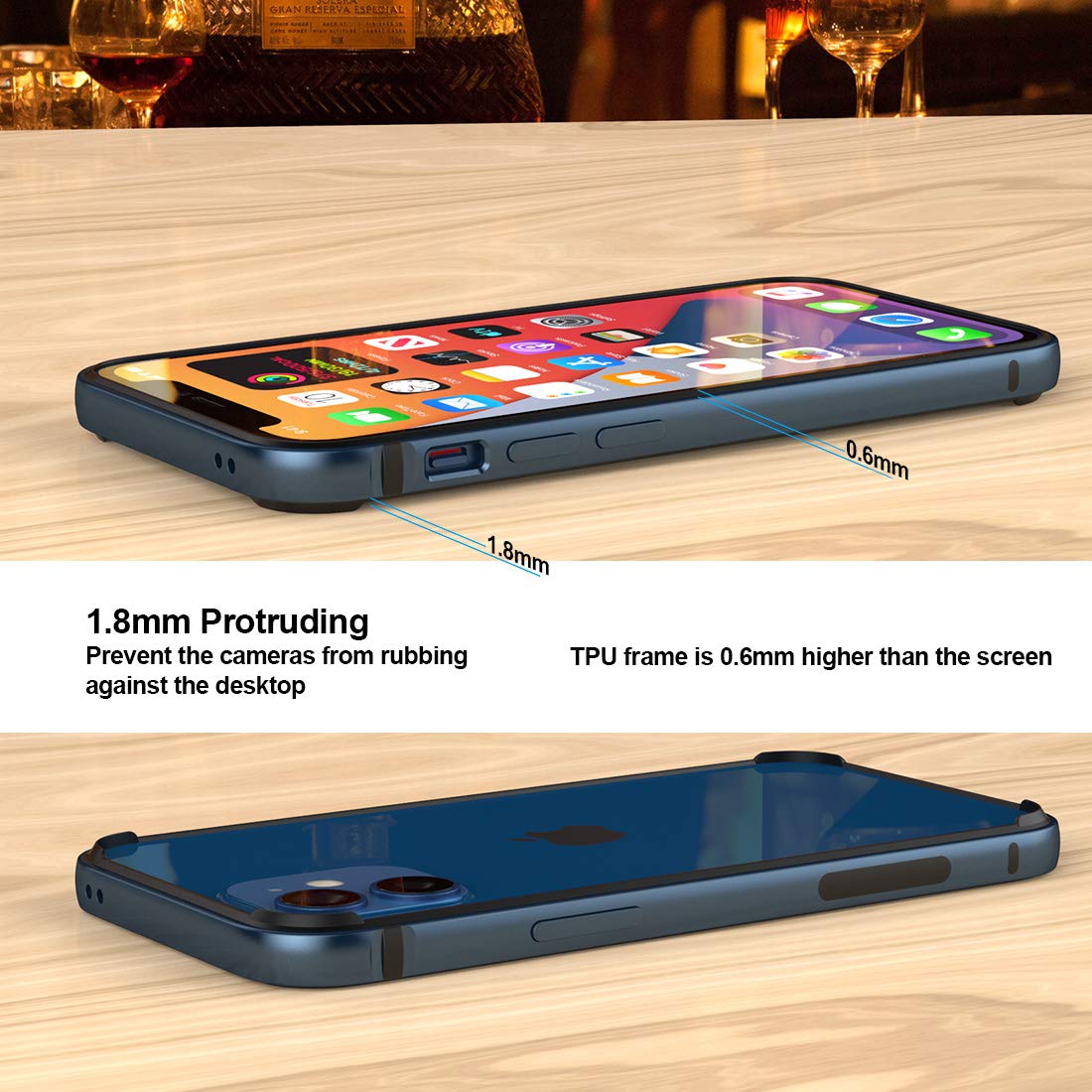Custodia protettiva antiurto compatibile con iPhone 12/12 Pro 6,1 - Sottile - In metallo - Con TPU morbido - Nessuna interferenza del segnale