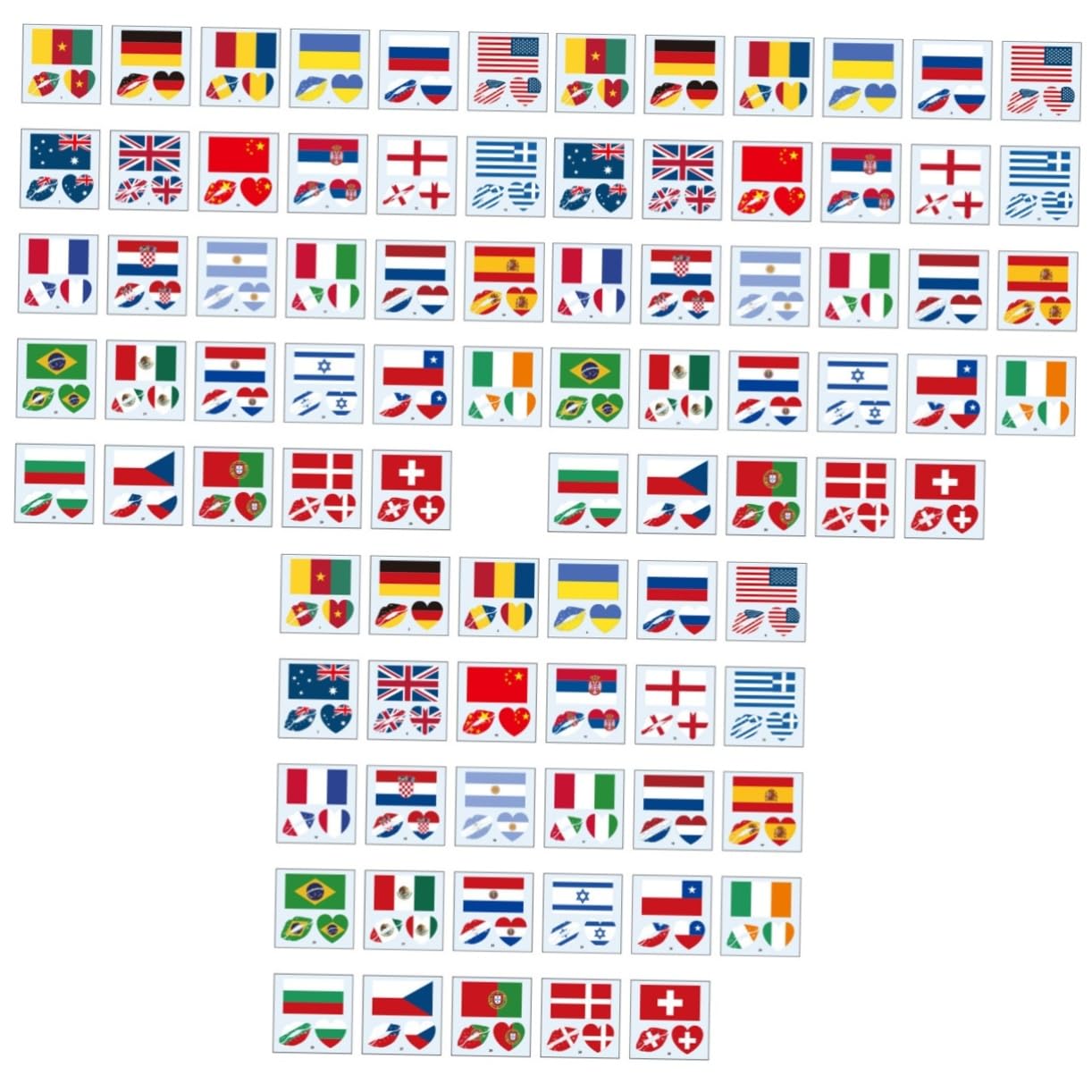 Mipcase 348pezzi Adesivi Temporanei Patriotici Con Bandiera Del Mondo Facciali Impermeabili Per Eventi Sportivi e Festivi Decorazioni Per Luglio e Divertimento
