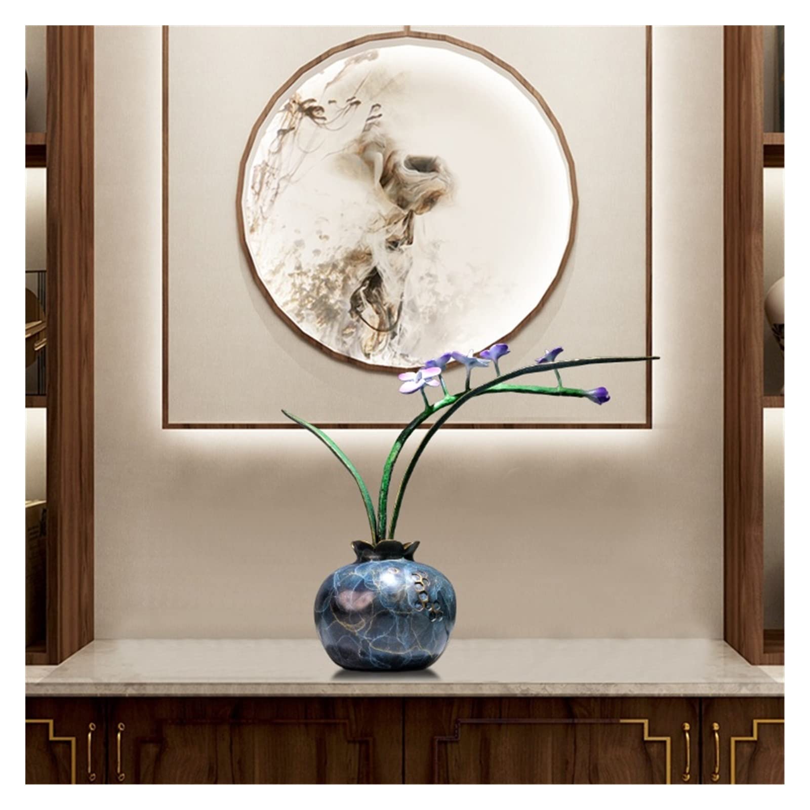 Dekoracje na biurko Mosiężny wazon orchidea Entryway Ornament salon Boccia chiński kwiatowy wyposażenie domu Akcesoria do biurka domowego
