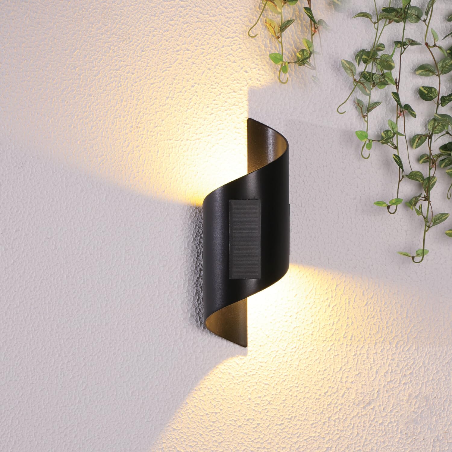 Bloomingtons Direct 1 Piece Solar Fence Lights Outdoor Garden Wall Spiral Sconce Light Solar Wall Lights Outdoor Up Down LED Light Waterproof Automatic ON/Off Garden Lights
