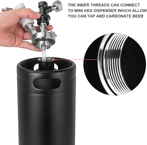 Miniatura 4 de Mini barril de 128 onzas, barril de acero inoxidable para el hogar con recubrimiento en polvo negro mate sin arañazos para mantenerse fresco para