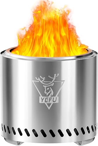 Miniatura 57 de YEFU Fogata de mesa de 9.7 x 7.1 pulgadas, estufa de campamento de bajo humo para exteriores y patio, alimentada por pellets o madera, fogata de Azul