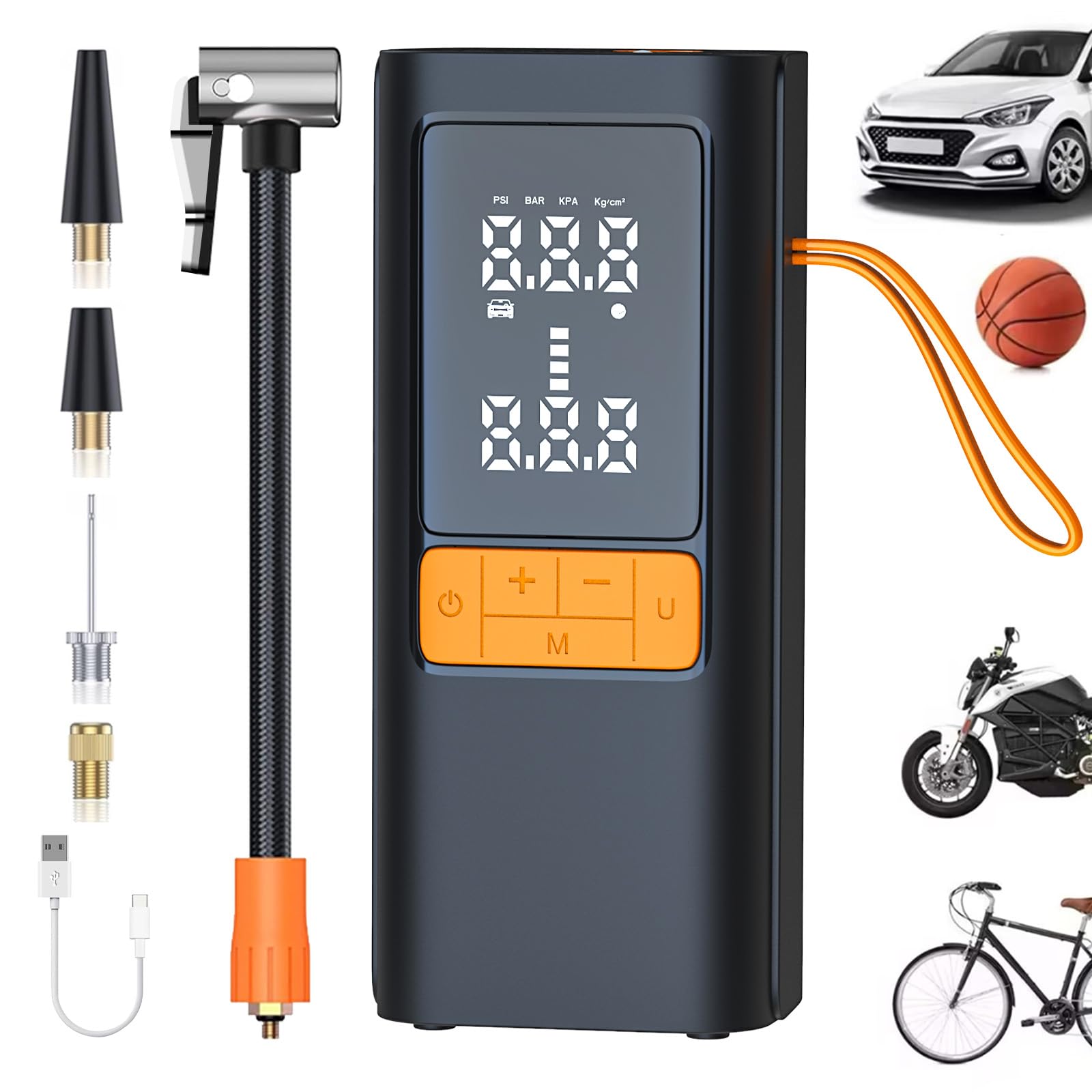 16000mAh Tire Inflator Portable Air Compressor, 22-cylinder Fast Air Pump for Car Tires with Digital Pressure Gauge, LED Light and Auto Shut-Off, 150PSI Tire Inflator for Car, Trucks, Bike, Ball