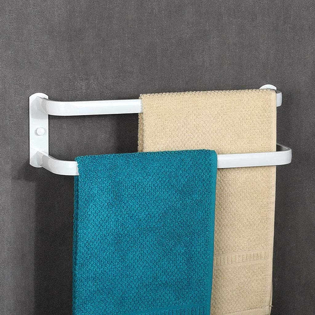 Multi-layer Dislocation Towel Rack Holder Wall Mounted Space Aluminum Towel Rail Towel Bar Stands for Bathroom Hotel Kitchen White Double layer 40CM