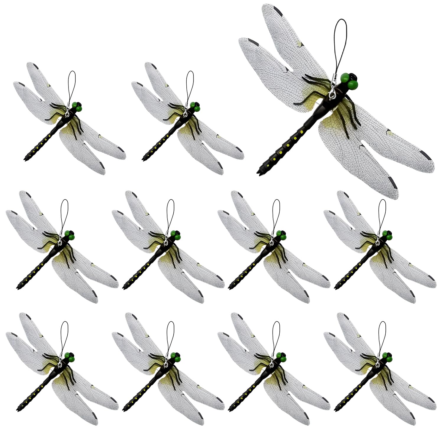 Nievajio 10Pcs Simulation Fake Dragonfly Hanging Outdoor Simulation, 3D Lifelike Hanging Ornament for Indoor Outdoor Yard,Patios,Plants & DIY Decor