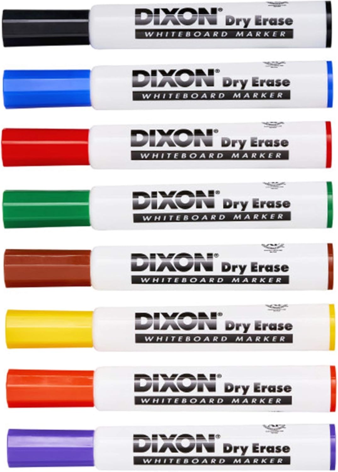 Dixon Wedge Tip Dry Erase Markers, Assorted Colors, 8-Pack