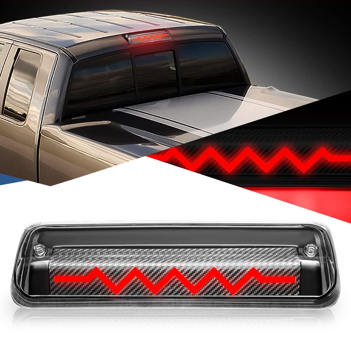 Auto Dynasty Carbon Fiber Look Sequential Heartbeat LED Third Tail Brake Light Compatible with Ford F-150 Explorer Sport Trac 04-10