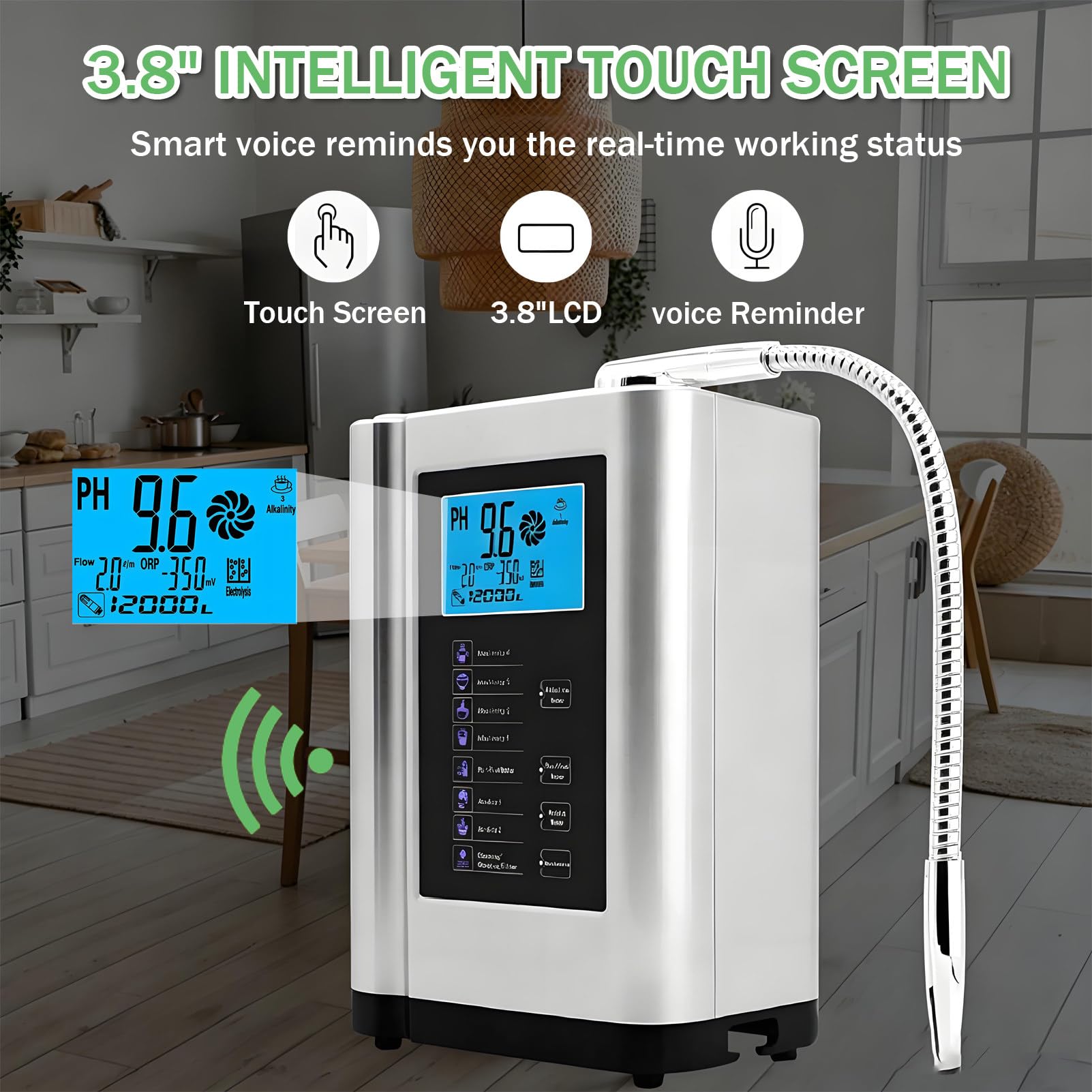Ionizador de Agua alcalina y ácida para el Cuidado de la Piel yla Limpieza White | Máquina de agua alcalina: además de agua para beber, produce agua ácida con un pH de 3,5 a 6,5