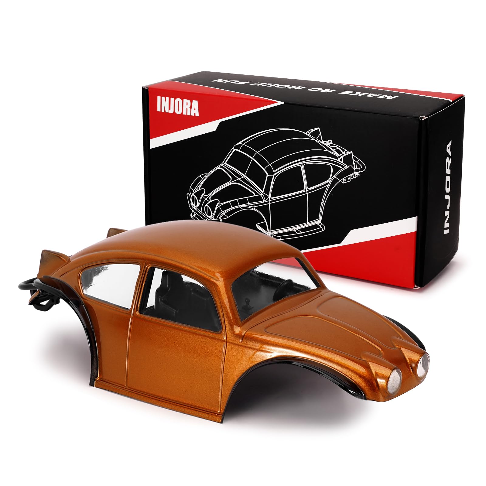 INJORA BUG18 Body with Interior for 1/18 TRX4M Universal LCG Chassis, Orange, 219.3 x 103.8 x 69 mm
