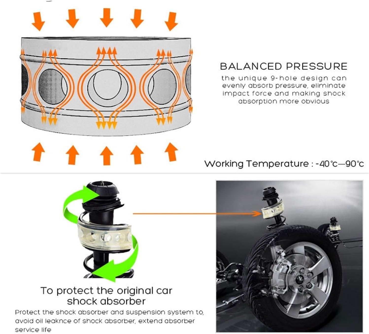 Rubber shock absorber 2pcs Car Shock Absorber Spring Bumper Power Auto-buffers Cushion Avtobafery Car Accessories Universal A B C D E F A+ B+ Universal(F)