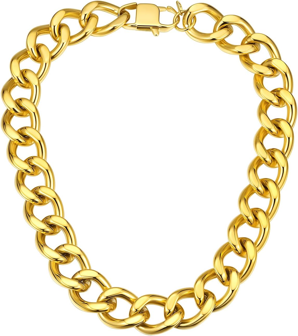 ChainsHouse Cuban Link Chain for Women Chunky Gold Necklace Stainless Steel/Gold Plated Choker Necklaces for Women, 12/16/20 mm Width Thick Chain Choker Punk Hip-Hop Jewelry,18-20"