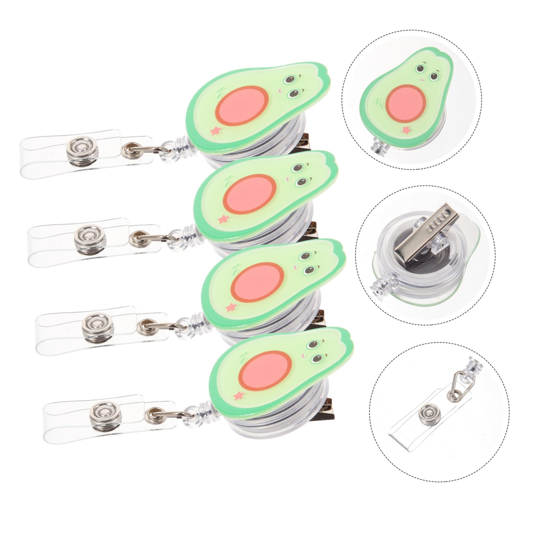 NUOBESTY Lot De 4 Porte-badges Pratiques Avec Clips Bobine Rotative En Forme Davocat Pour Porte-badge Didentification Boucles De Badge 4 Pièces X 4