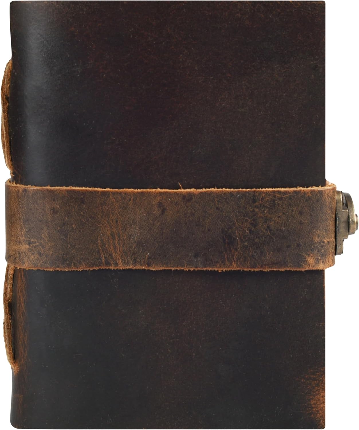 Rasavi Leather Bound Vintage Journal for Women & Men - Book of Shadows - Lock Closure - 200 Pages of Antique Deckle Edges Handmade Watercolor Paper - Rustic Brown - 10 x 7 inches