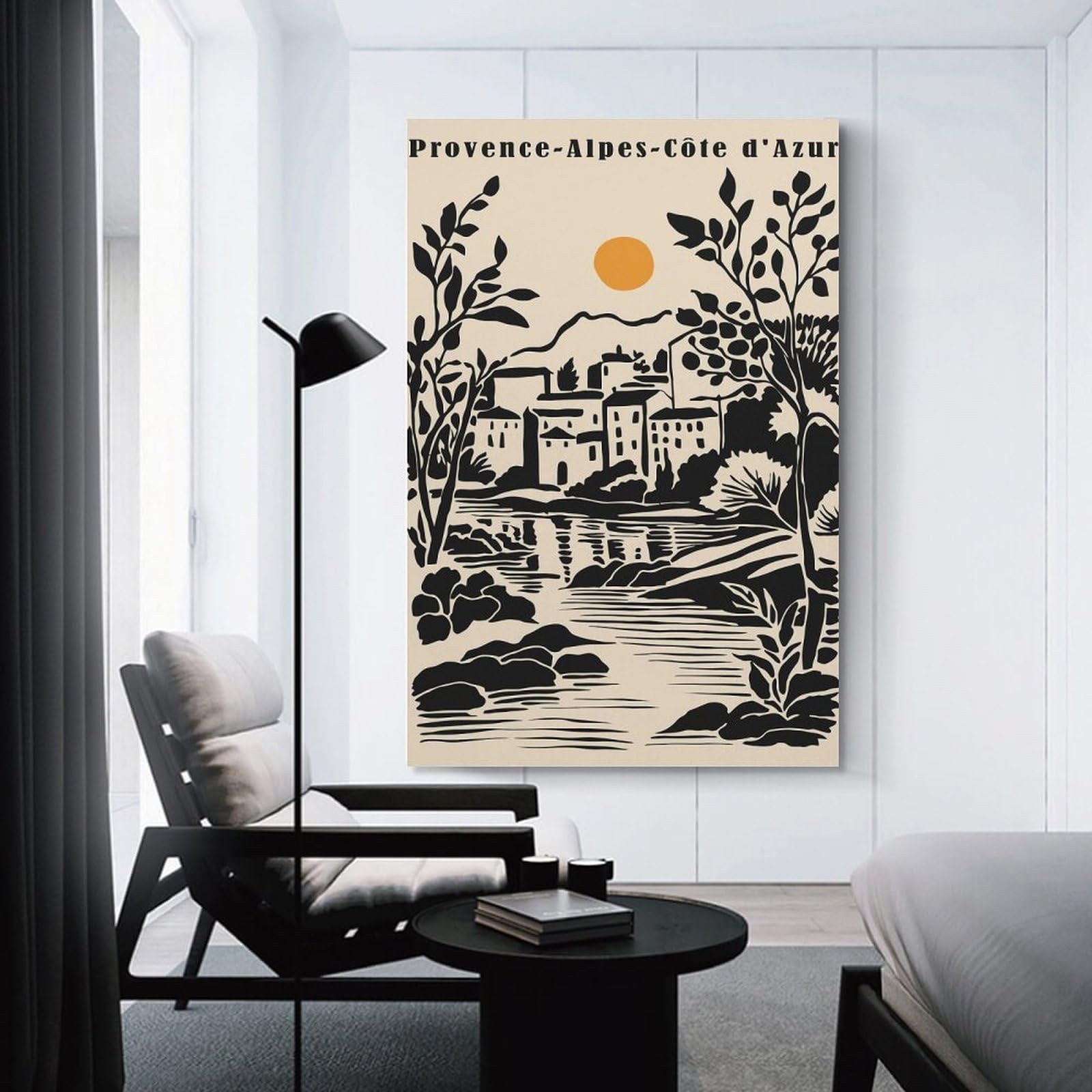 Junmoney Provence-Alpes-Côte DAzur Illustration Home Decor Wall Art 20x30inch(50x75cm), for Restful Interiors, Bedrooms Or Small Rooms, A Warm Accent for Relaxed Interiors