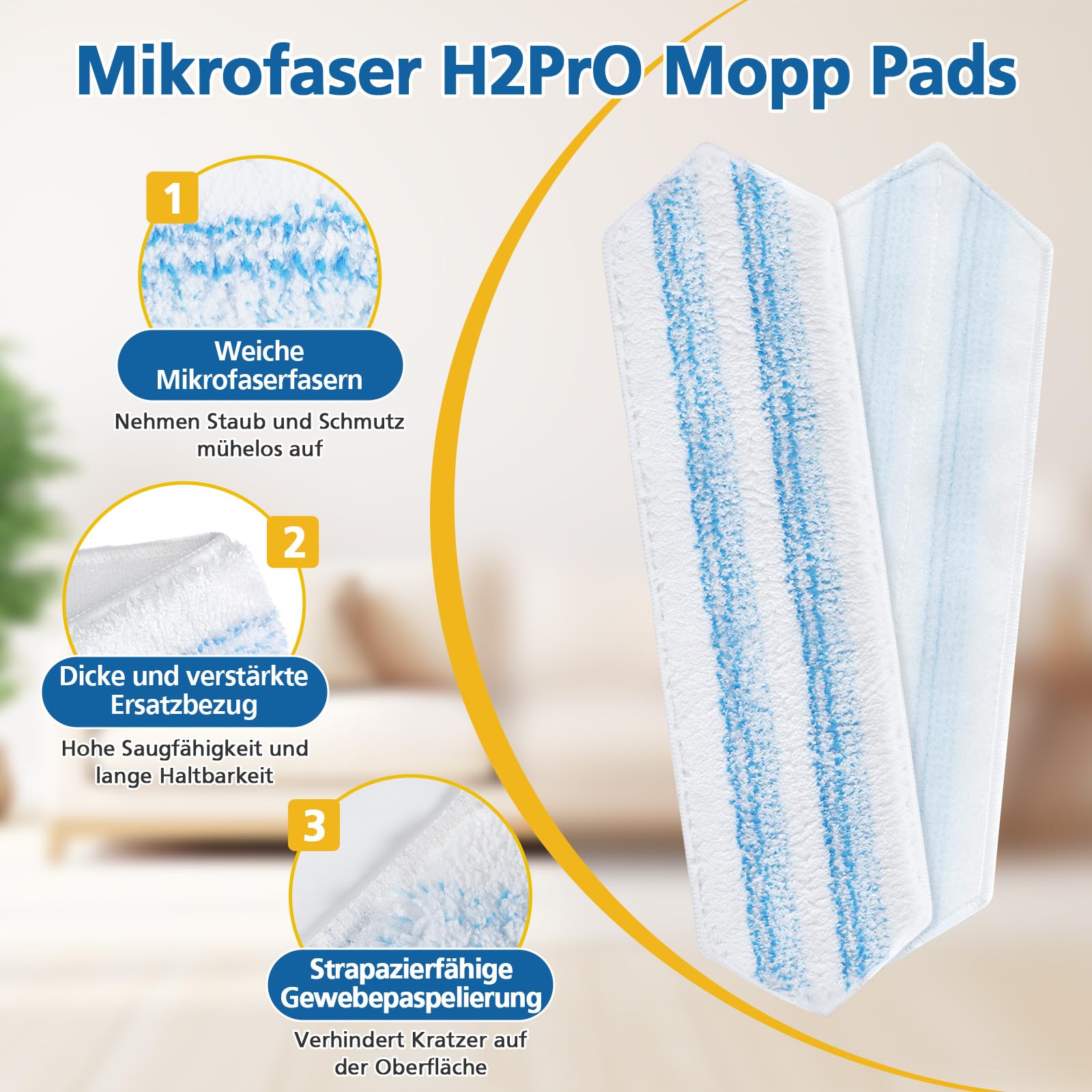 6 sztuk podkładek z mikrofibry, kompatybilne z Vileda H2PrO i O-Cedar H2PrO, zapasowe pokrycie, szybkie usuwanie plam