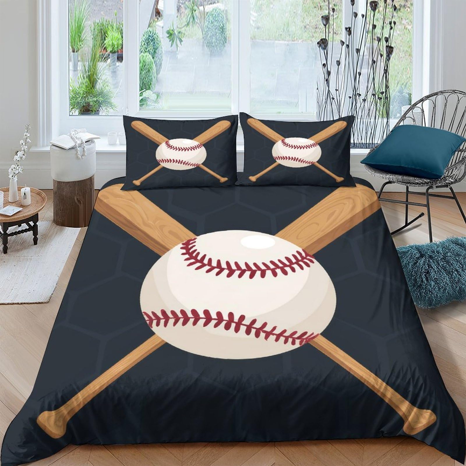 Ctjqhvkz Style-10 3D Printed Baseball Bat Fitted Sheet Microfiber Soft Breathable Sports Ball Bed Cover For Bedroom Guest Room Decor Single（135X200cm）