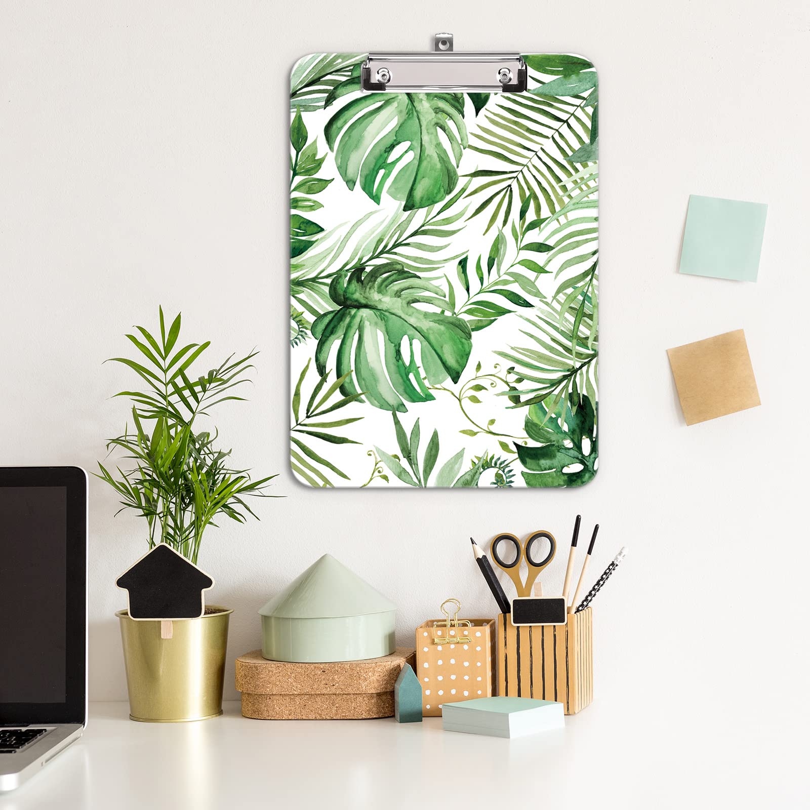 Hongri Klemmbrett aus Kunststoff, Standard-A4-Briefgröße für Studenten, Lehrer, Frau und Kinder, flaches Profil-Clip, dekorative Klemmbretter, Größe 22.9x31.8 cm, tropischer Stil