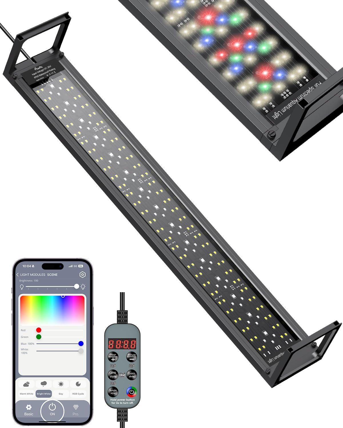 Pawfly CW4324 Aquarium Light with extendable brackets