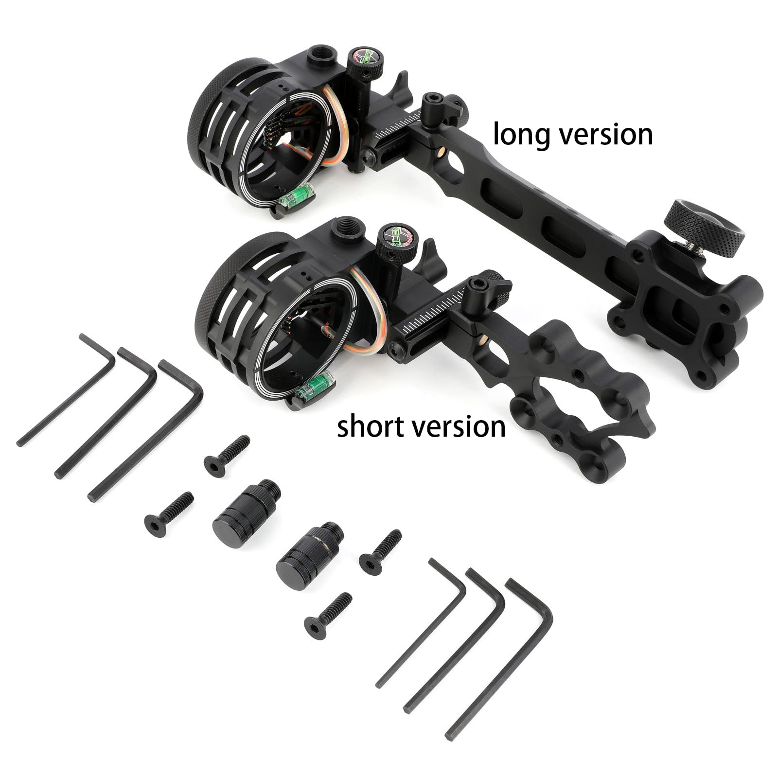 5 Clavijas Mira para Arco Compuesto Miras de Tiro con Arco para diestros y Zurdos Mira de Caza de Aluminio con Luz de Tiro Accesorio de Tiro