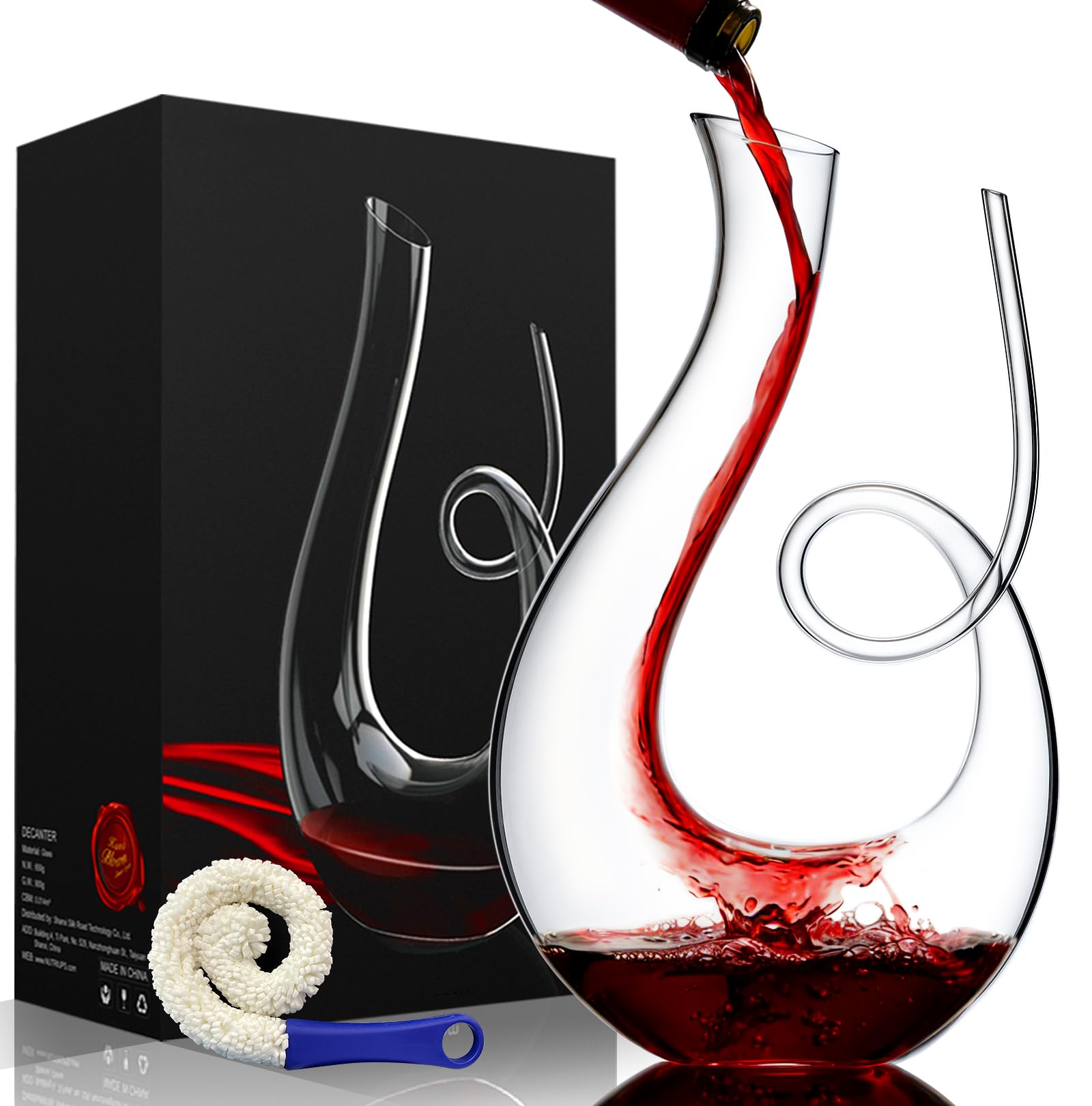 NUTRIUPS 40oz Dual-Open Swan Wine Decanter