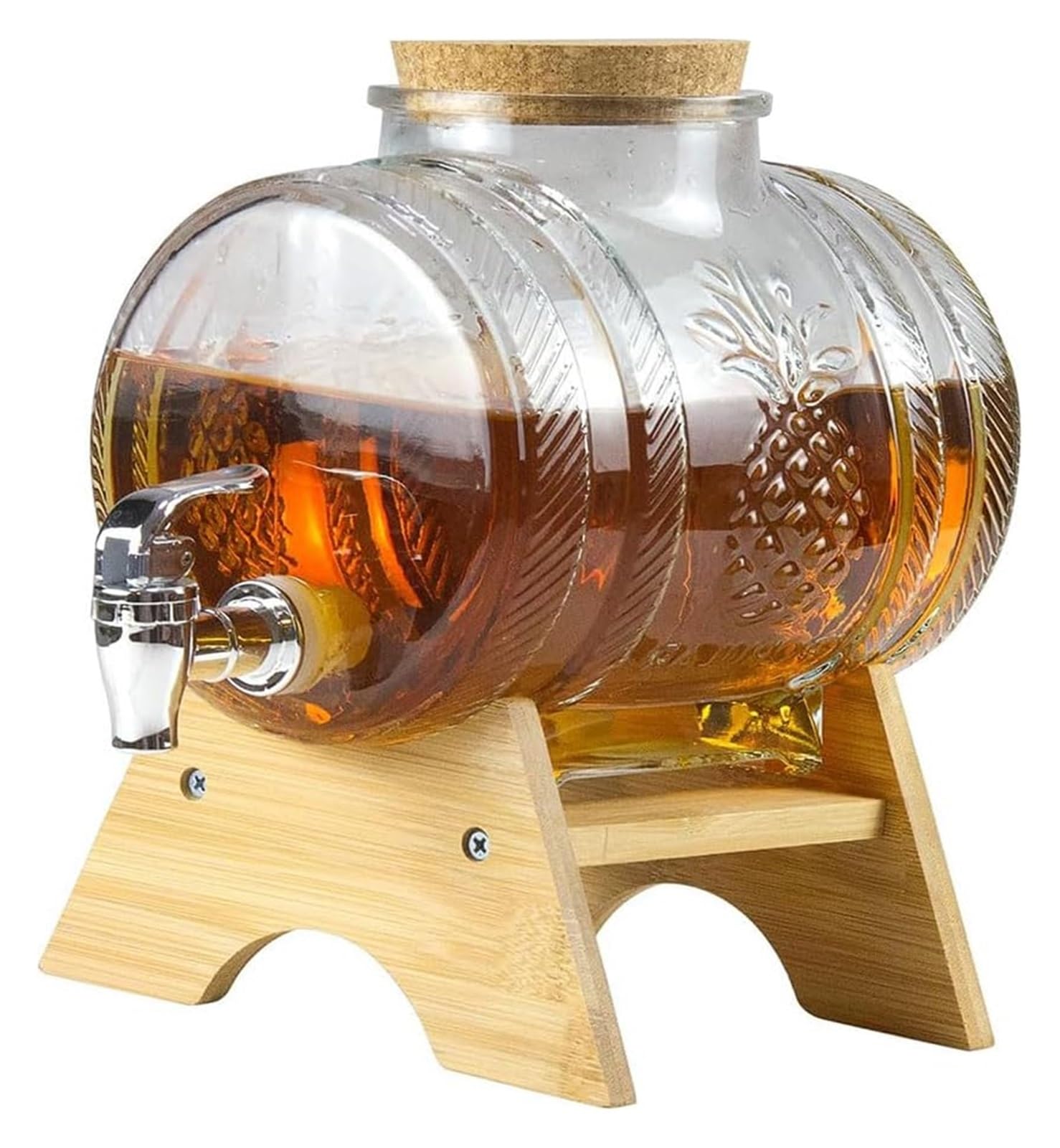 HCZKIUJY Glass Beverage Dispenser,Juice Dispenser, Beverage Dispenser with Leak-Proof Spigot Drink Barrel for Fridge Iced Tea Lemonade Bar Party (3L)