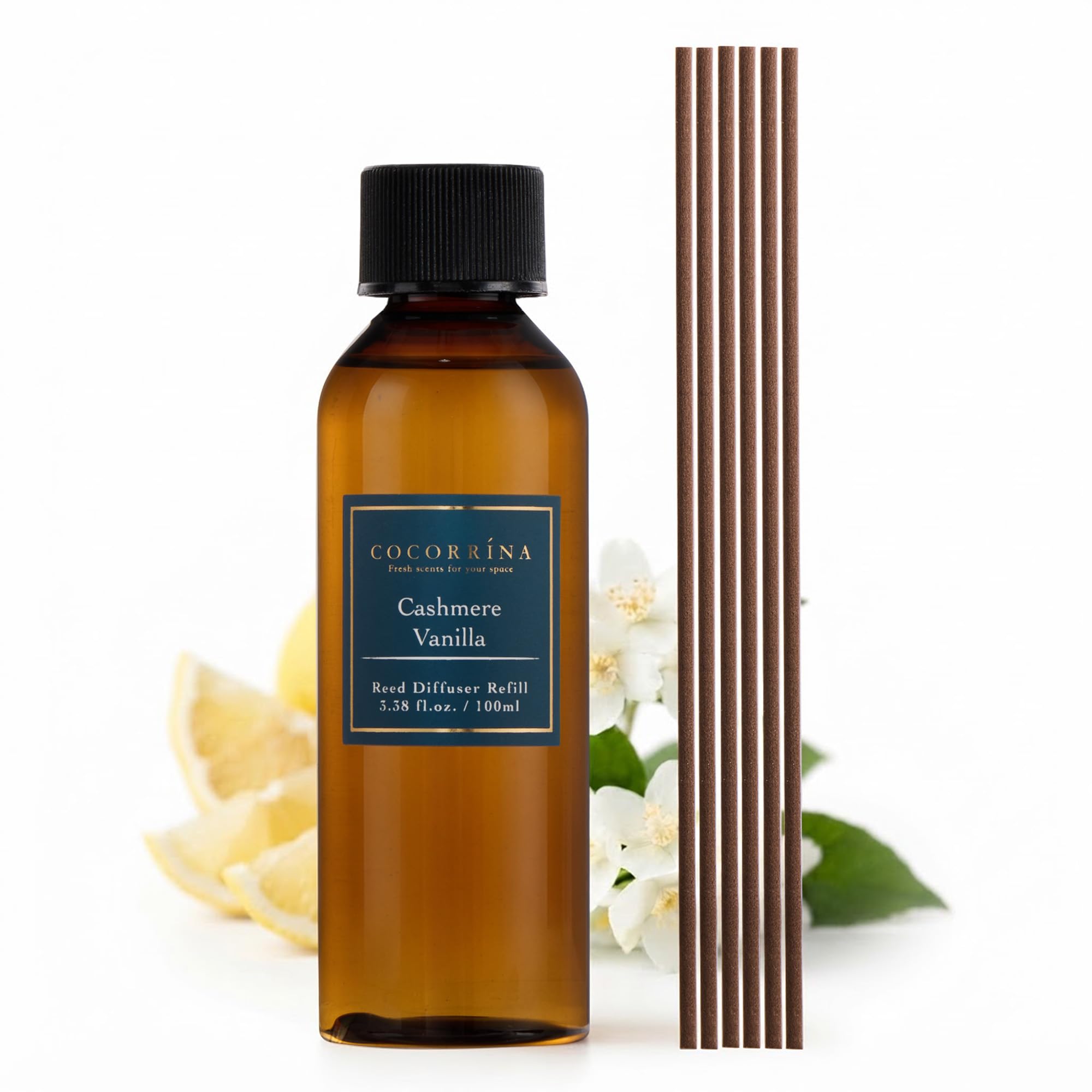 COCORRÍNA Cashmere Vanilla Reed Diffuser Refill, 3.38 fl oz, 6 Reeds