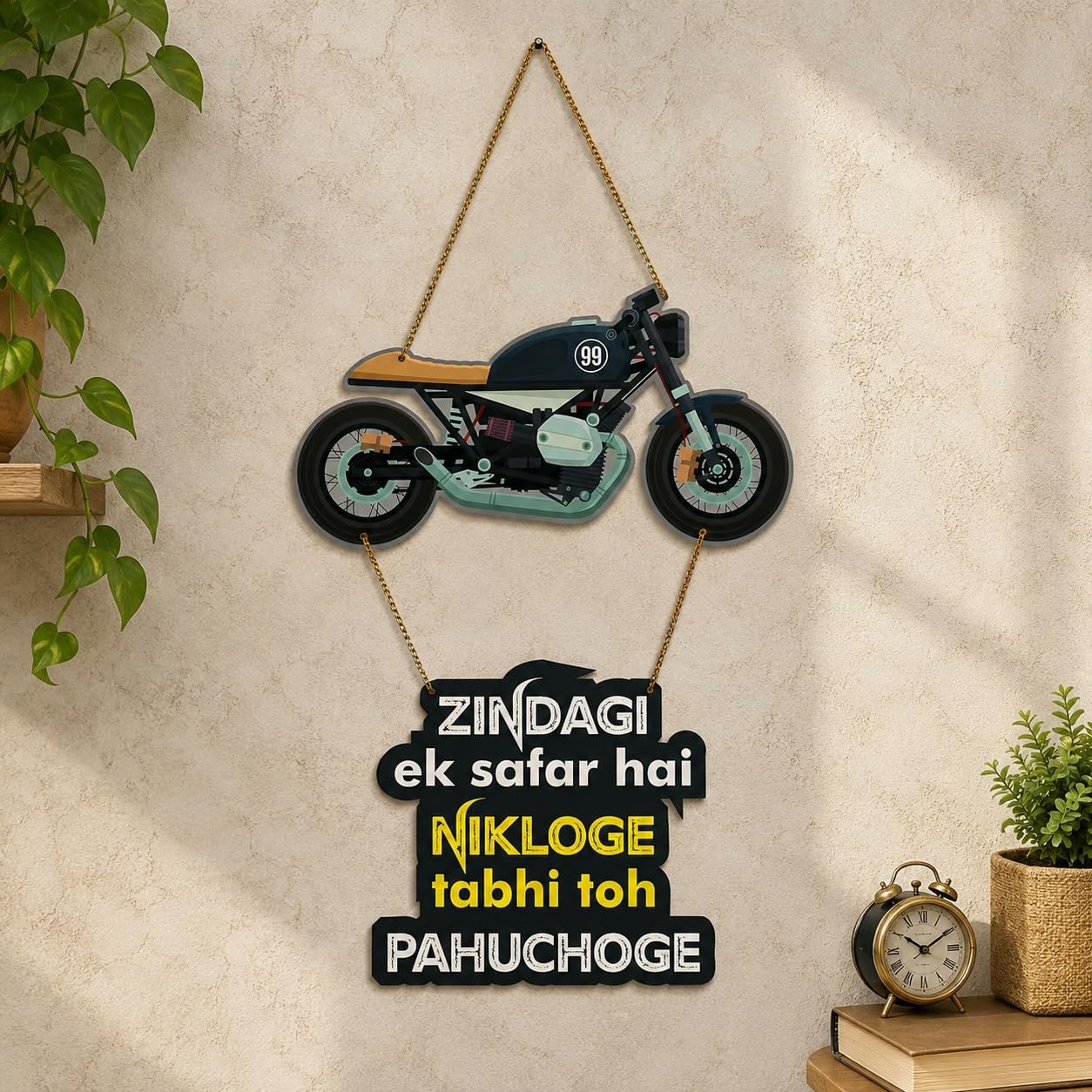Artvibes Zindagi Wall Hanging - Traveller Quote Decor -1 Artvibes Zindagi Wall Hanging - Traveller Quote Decor -1