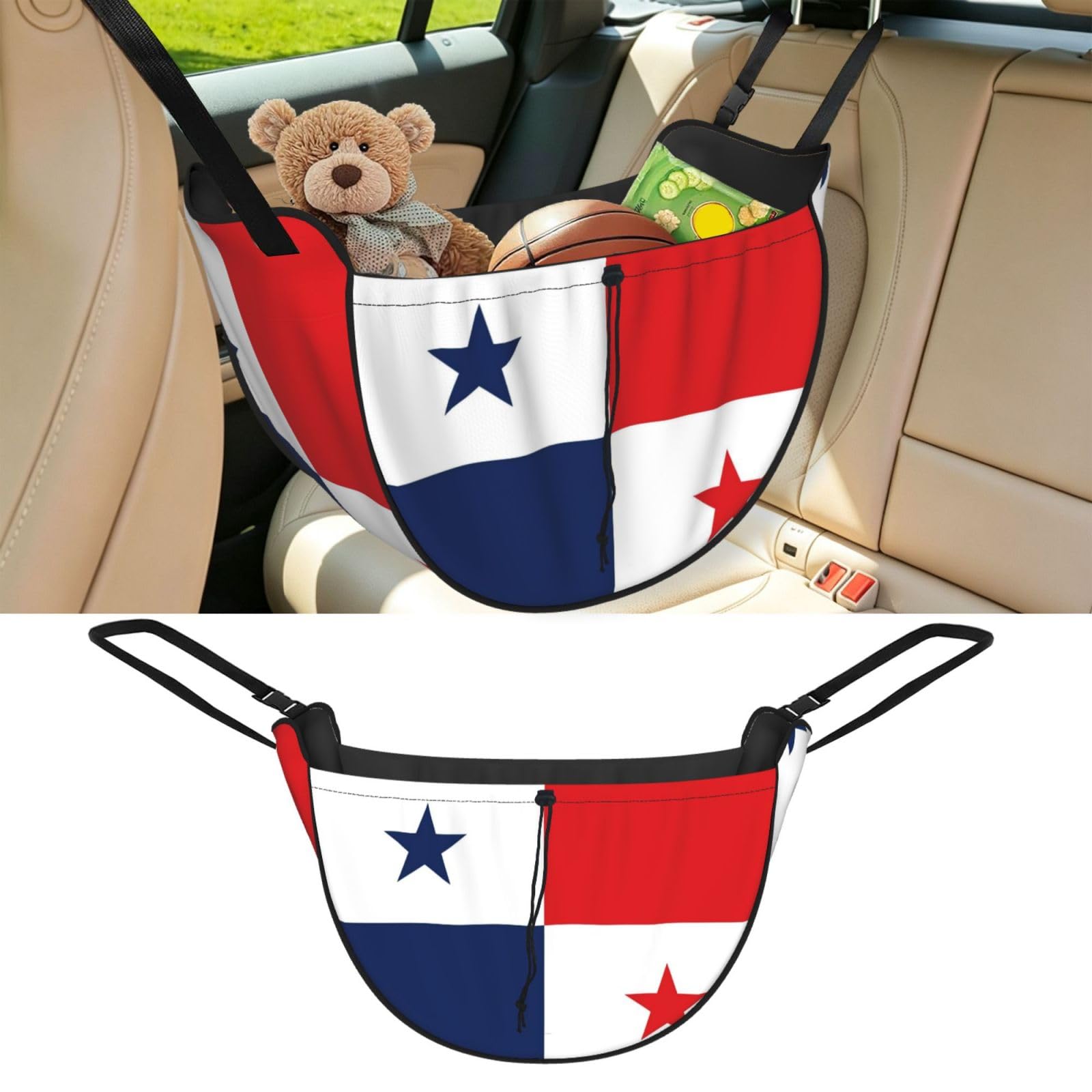 Cntdbu Black Flag Of Panama Car Seat Organizer-Backseat Storage Bag For Travel