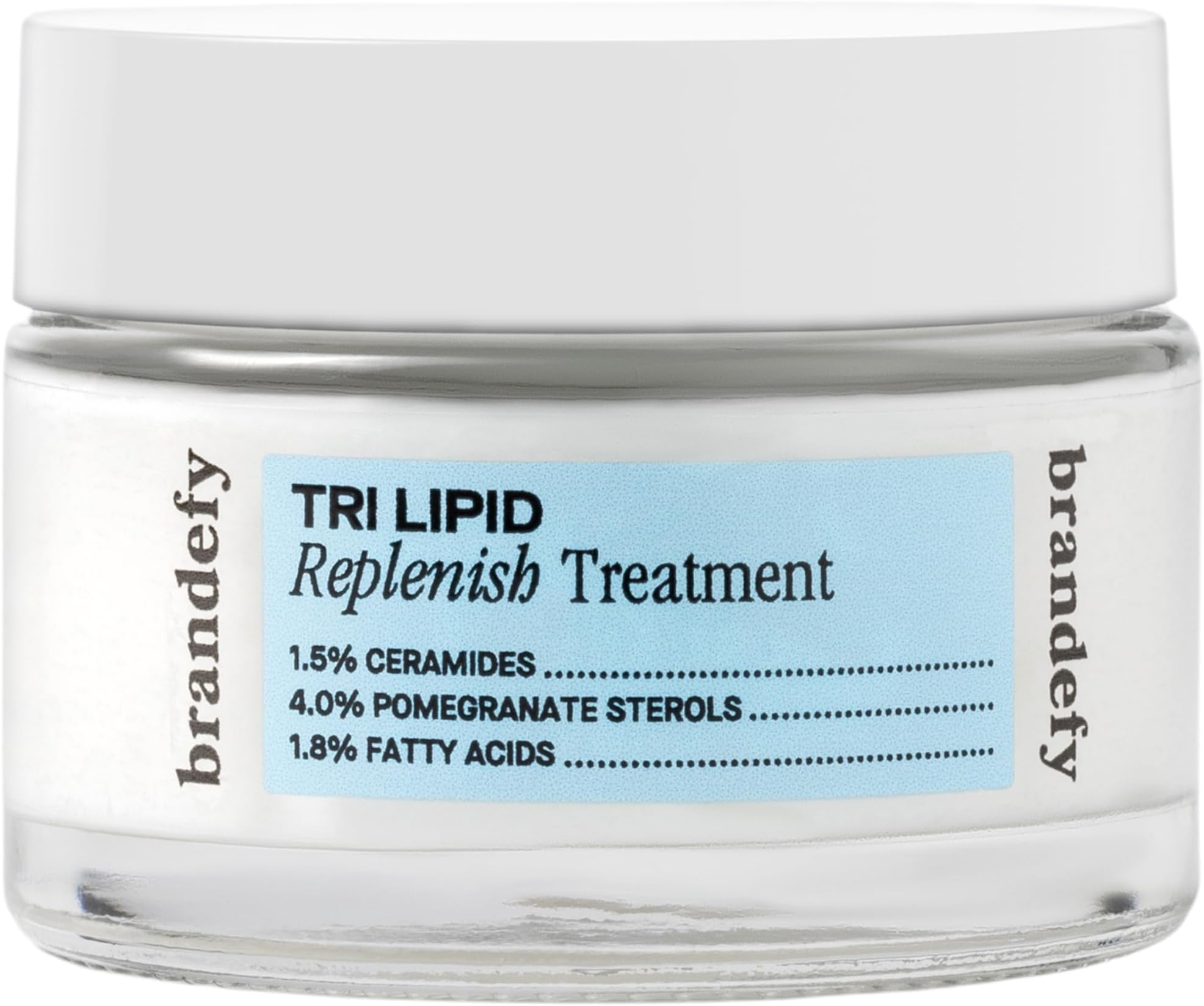Brandefy Tri Lipid Replenish Treatment - 1.5% Ceramides, 4.0% Sterols, 1.8% Fatty Acids - Peptide Moisturizer, Hydrating Face Cream, Made in the USA (1.6 Oz)