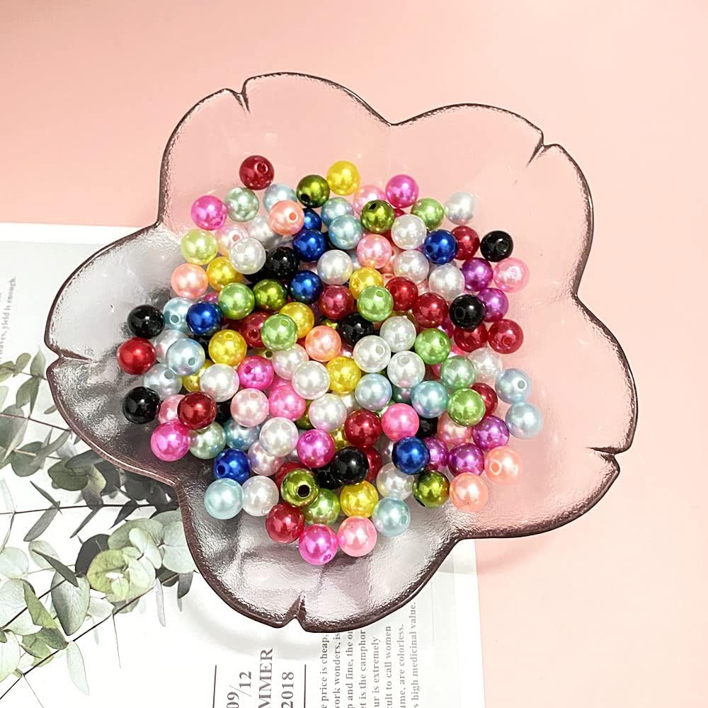 200pcs 10mm Pearl Beads Satin Luste Round Loose Plastic Pearl Craft Beads for Jewelry Making Earring Bracelet Necklace Key Chains Sewing Crafts Decoration (Orange) - Image 4