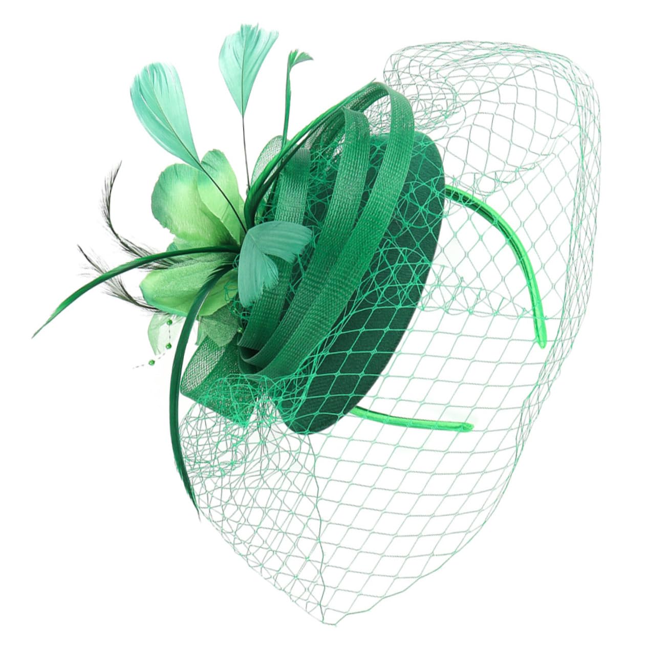 Beavorty 3pezzi Fascinator Elegante Rete e Piume per Tea Party e Matrimoni Accessorio per con Clip e Cerchietto Adatto per Eventi e Cerimonie Scuro