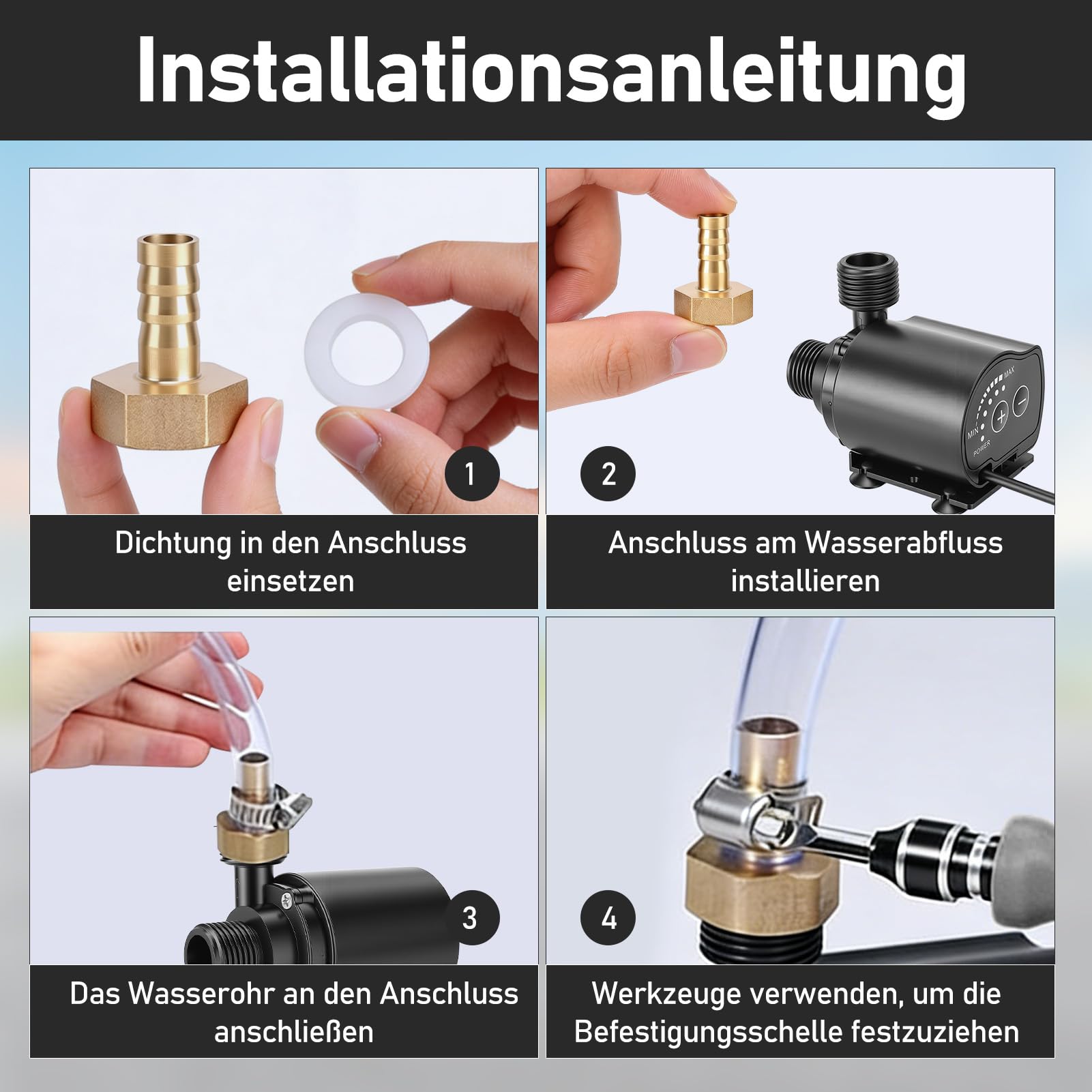 Wasserpumpe 12V 800L/H 5M, Wasserpumpe Klein mit 5 Gang-Drehzahlregelung, Tauchpumpe Aquarium Pumpe mit 2 M Kabel für Aquariumpumpe, Teichpumpe, Springbrunnenpumpe, Wasserspielpumpe