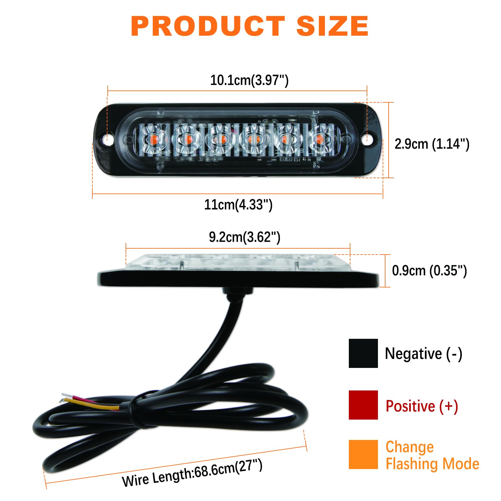 DREAMIZER 12V/24V Luci di avvertimento d'emergenza, 4 Pezzi 6 LEDs Luci stroboscopiche per auto, Lampeggiante per auto con 18 modalità lampeggianti, per Rimorchi Camion ATV UTV Pickup Truck Vehicles