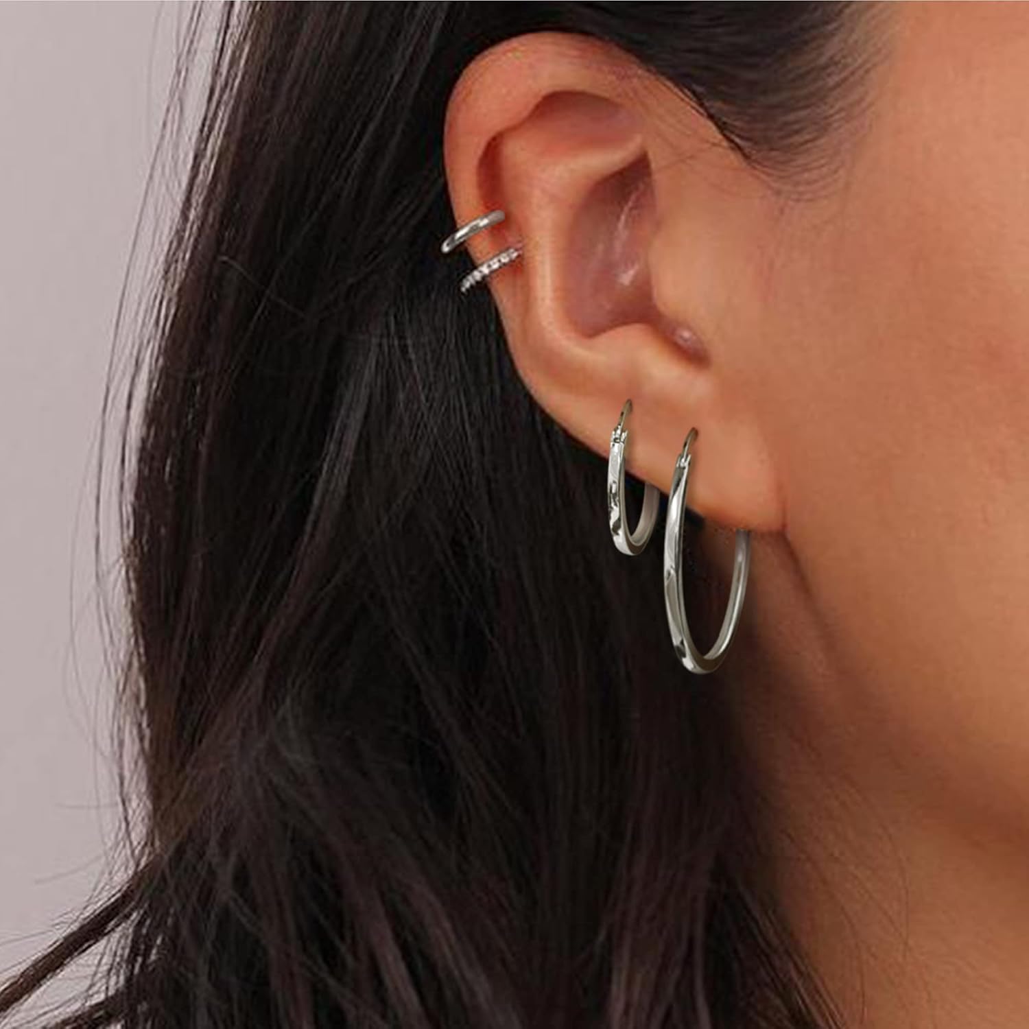 Hayoso 18K Gold Plated Hoop Earrings - 925 Sterling Silver Hoop Earrings Womens Hypoallergenic Hoops | Square Tube Hoop Earrings for Women 15mm/20mm/30mm/40mm - Image 2