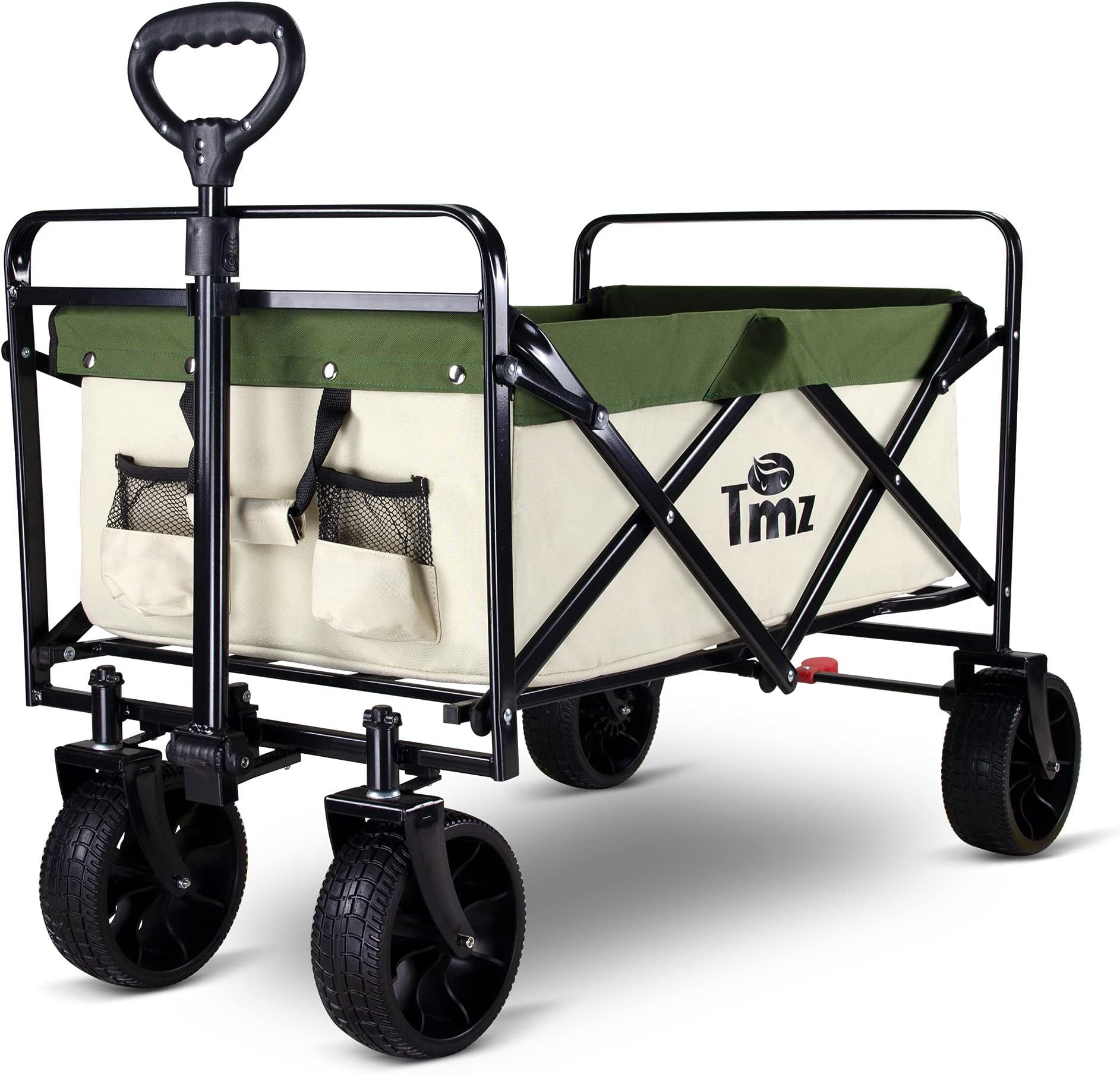 TMZ Folding Wagon Cart Collapsible Outdoor Utility Wagon Garden Shopping Cart Beach Wagon with All-Terrain Wheels, 264 Pound Capacity