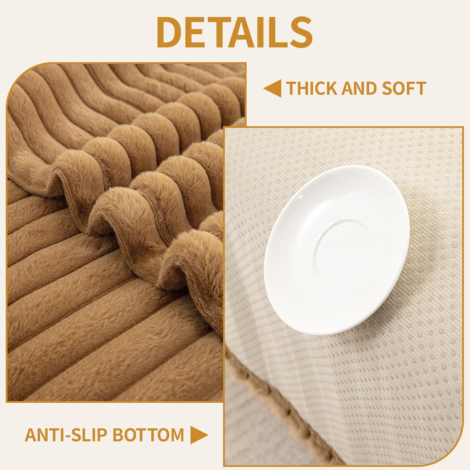 Deep Dream Waterproof Couch Cover for Dogs, Fuzzy Sofa Covers for Pet, Non-Slip Couch Covers for 2 Cushion Couch Sofa Pet Friendly (Khaki, 35" x 62")