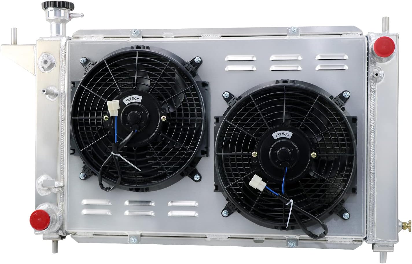 4 Row Radiator Shroud Fan Relay For 1994-1996 Ford Mustang V6 V8 3.8L 5.0L, Aluminum Radiator