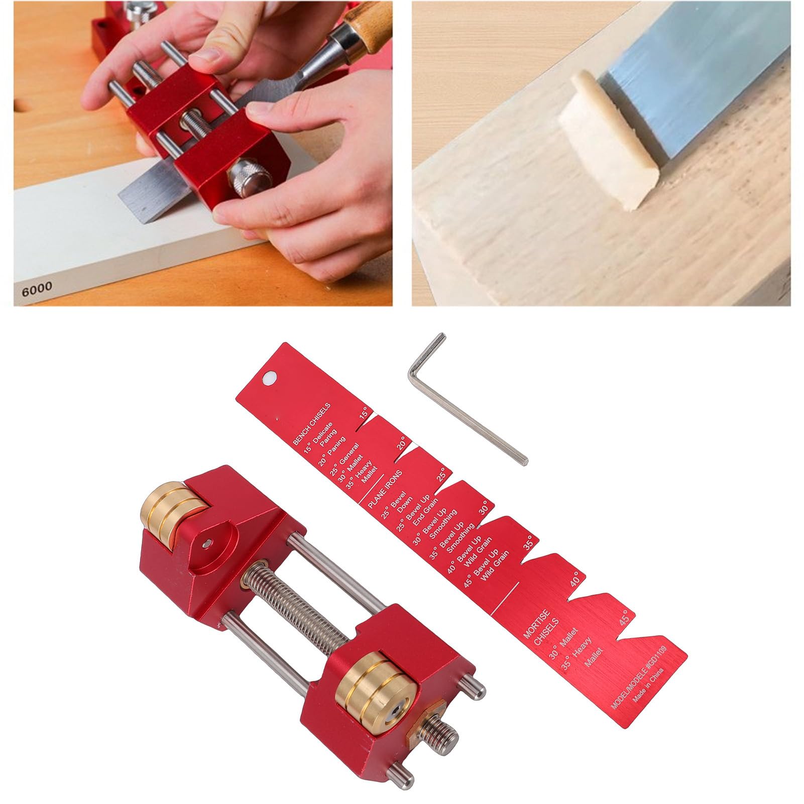 Guida per Affilare Scalpelli e Pialle - per Affilare con Ruota a Rulli Calibro per Fissaggio Angolo Kit Accurato di Attrezzi per la Lavorazione del Legno Carpentieri