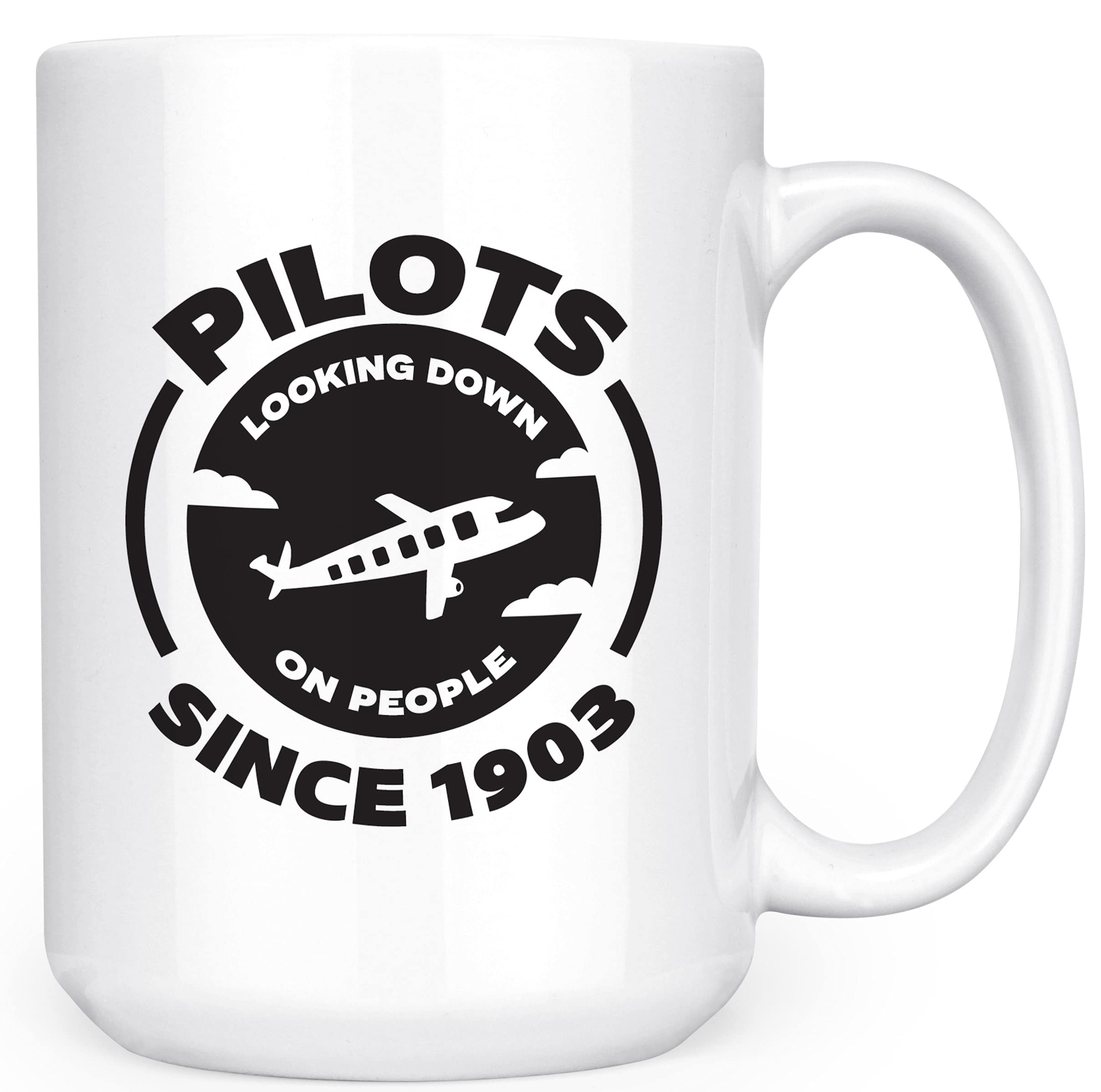Artisan OwlArtisan Owl Pilots Looking Down on People Since 1903 - Aviation Flight Plane Flying Captain Air Force - 15oz Deluxe Double-Sided Coffee Tea Mug